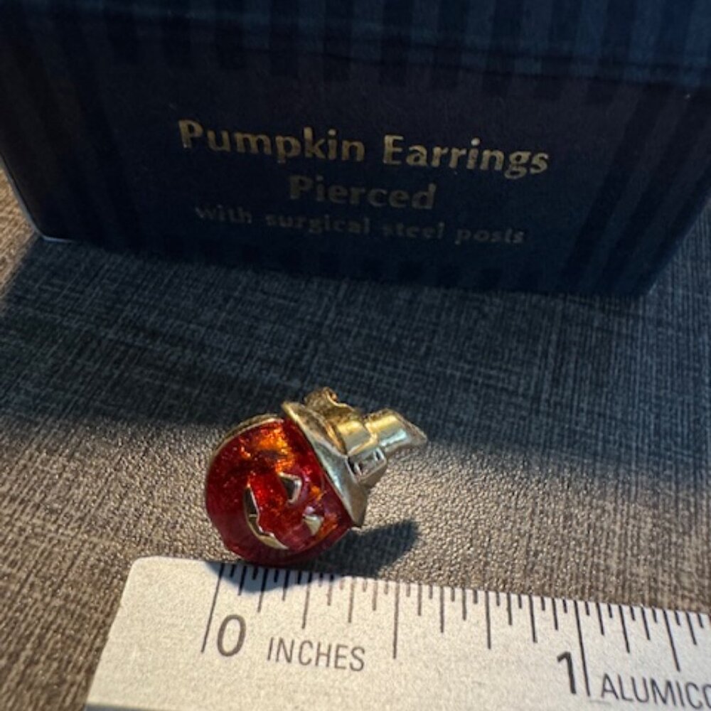 Avon Pumpkin Earrings Pierced NIB Vintage 1990s - Picture 4 of 5